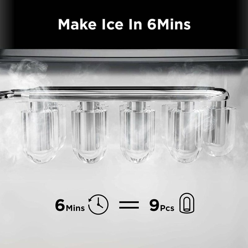 Appliances |  Ice Makers Countertop, 9 Cubes Ready In 6 Mins, 26Lbs In 24Hrs, Self-Cleaning Ice Machine With Ice Scoop And Basket, 2 Sizes Of Bullet Ice For Home Kitchen Office Bar Party Appliances Appliances