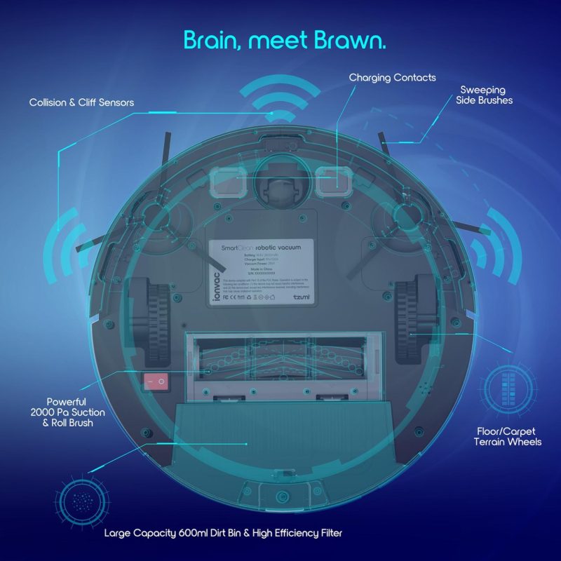 Appliances |  Ionvac Smartclean 2000 Robovac – Hardwood & Carpet Smart Robotic Vacuum, Controlled Via Mobile App Or Voice Activated Commands Appliances Appliances