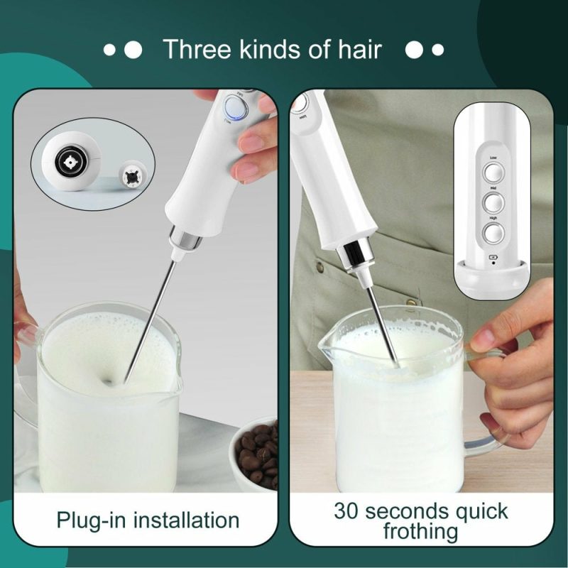 Appliances |  Milk Frother Handheld, Usb Rechargeable 3 Speeds Mini Electric Milk Foam Maker Blender Mixer For Coffee, Latte, Cappuccino, Hot Chocolate, Egg Whisks & Stainless Steel Stand Included Appliances Appliances