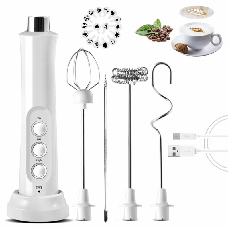 Appliances |  Milk Frother Handheld, Usb Rechargeable 3 Speeds Mini Electric Milk Foam Maker Blender Mixer For Coffee, Latte, Cappuccino, Hot Chocolate, Egg Whisks & Stainless Steel Stand Included Appliances Appliances