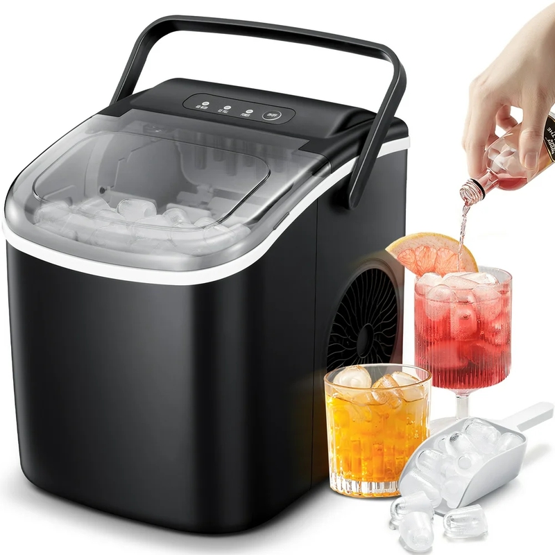 Appliances |  Self-Cleaning Portable Ice Maker Machine With Handle, 9 Bullet-Shaped Ice Cubes Ready In 6 Mins, 26Lbs/24H Appliances Appliances