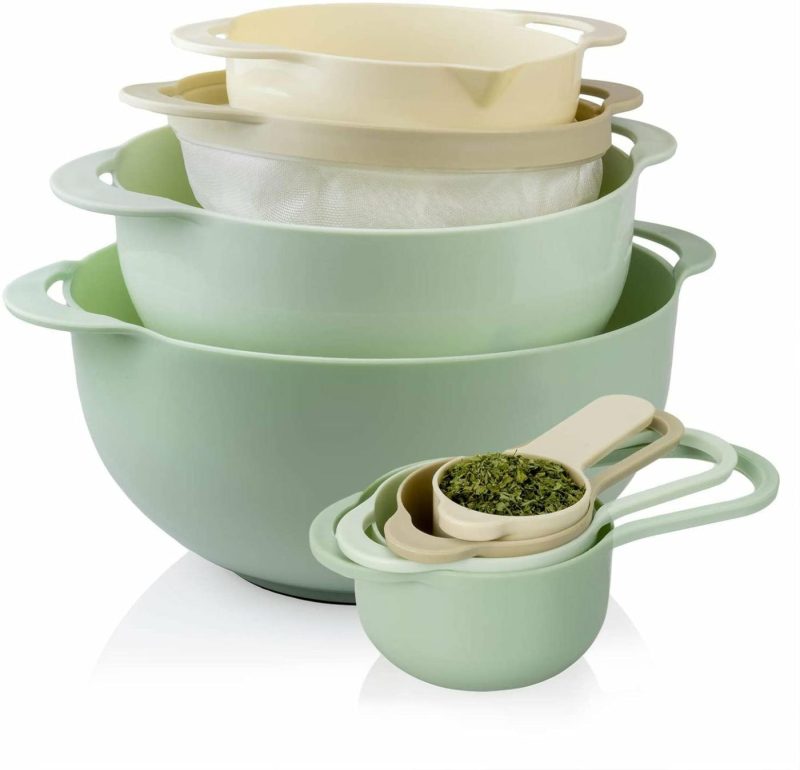 Bakeware |  8 Piece Nesting Bowls With Measuring Cups Colander And Sifter Set Bakeware Bakeware