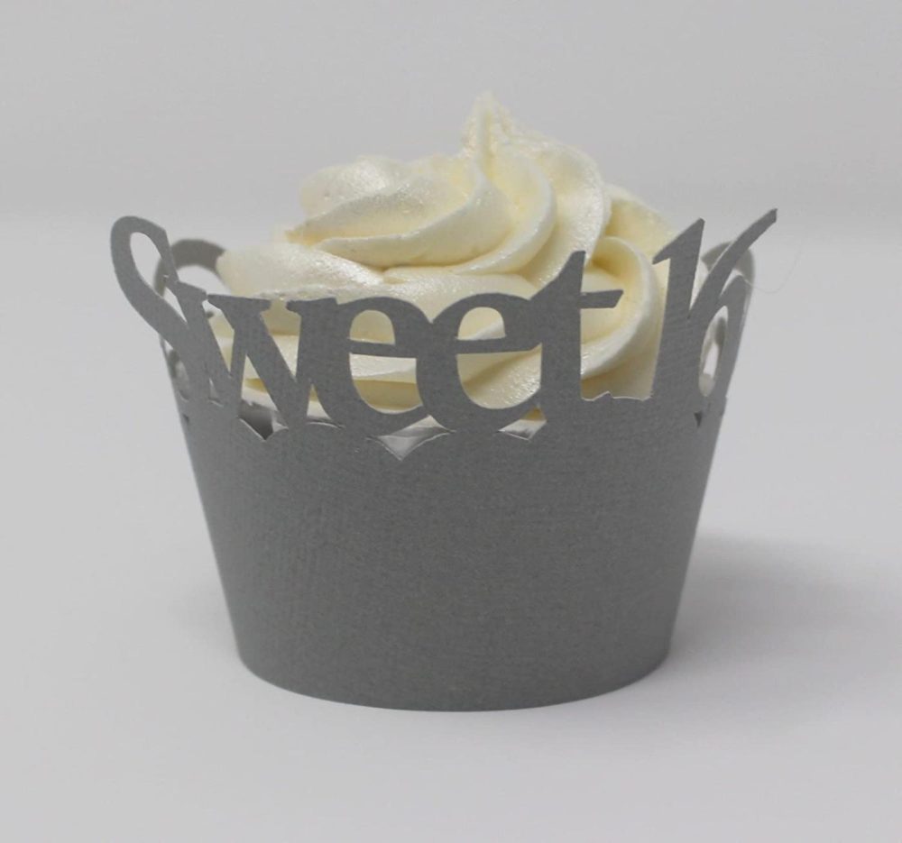 Bakeware |  All About Details Sweet 16 Cupcake Wrappers, Set Of 12 (Gray) Bakeware All About Details