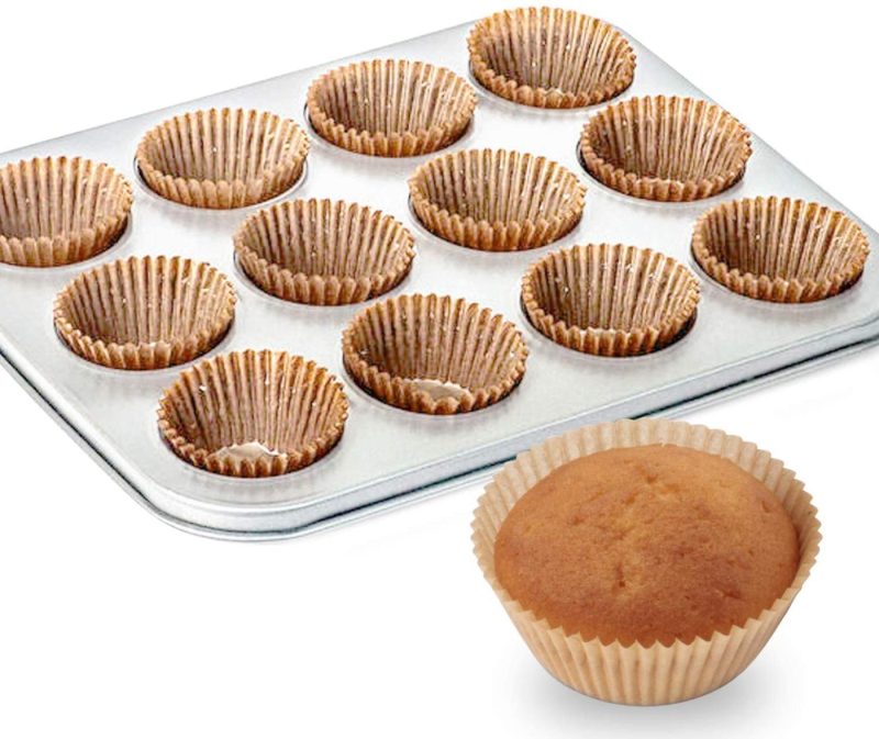 Bakeware |  Caperci Standard Natural Cupcake Liners 500 Count, No Smell, Food Grade & Grease-Proof Baking Cups Paper Bakeware Bakeware