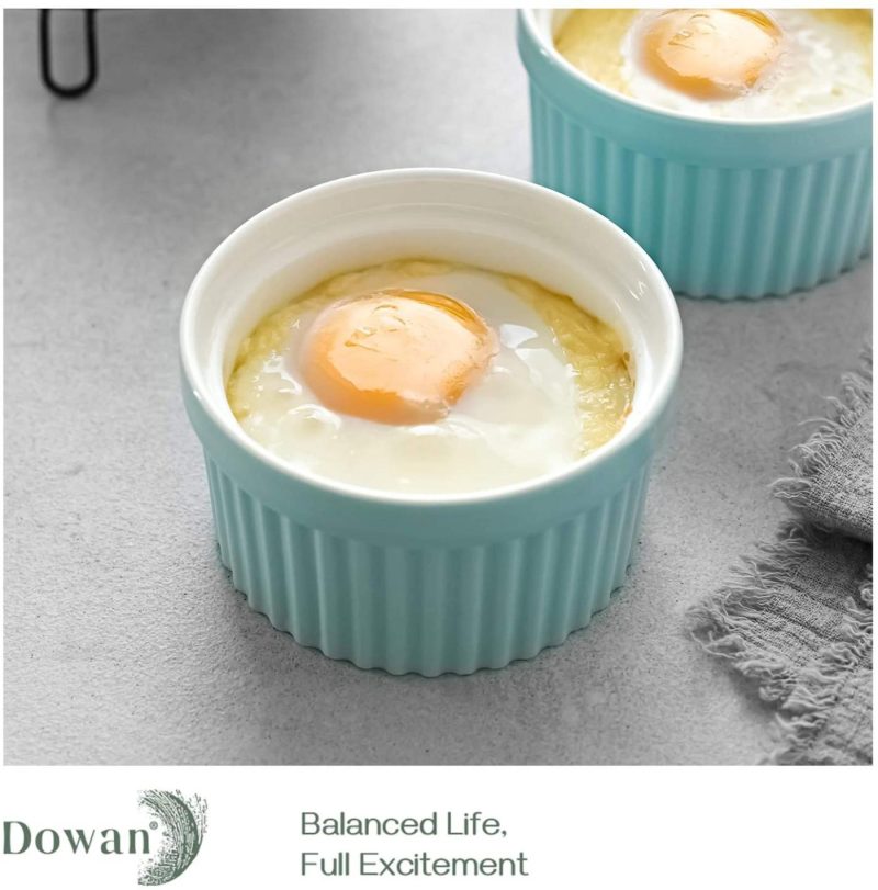 Bakeware |  Dowan Ramekins 6 Oz Oven Safe – 6 Oz Ramekins For Creme Brulee Souffle, Porcelain Ramekins For Baking, Classic Style Ramekins Bowls, Set Of 6, White Bakeware Bakeware