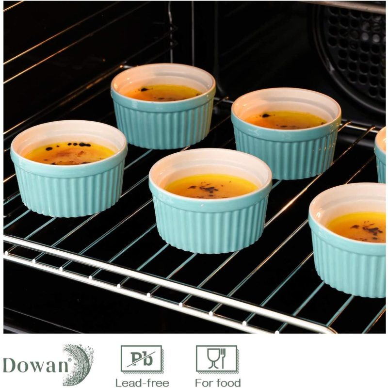 Bakeware |  Dowan Ramekins 6 Oz Oven Safe – 6 Oz Ramekins For Creme Brulee Souffle, Porcelain Ramekins For Baking, Classic Style Ramekins Bowls, Set Of 6, White Bakeware Bakeware