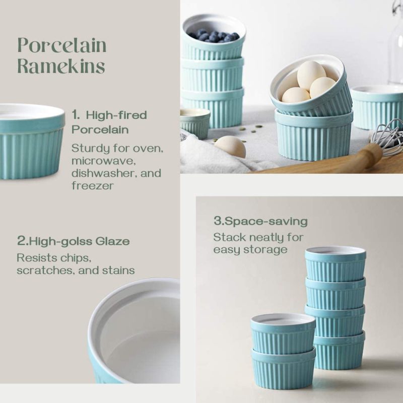 Bakeware |  Dowan Ramekins 6 Oz Oven Safe – 6 Oz Ramekins For Creme Brulee Souffle, Porcelain Ramekins For Baking, Classic Style Ramekins Bowls, Set Of 6, White Bakeware Bakeware