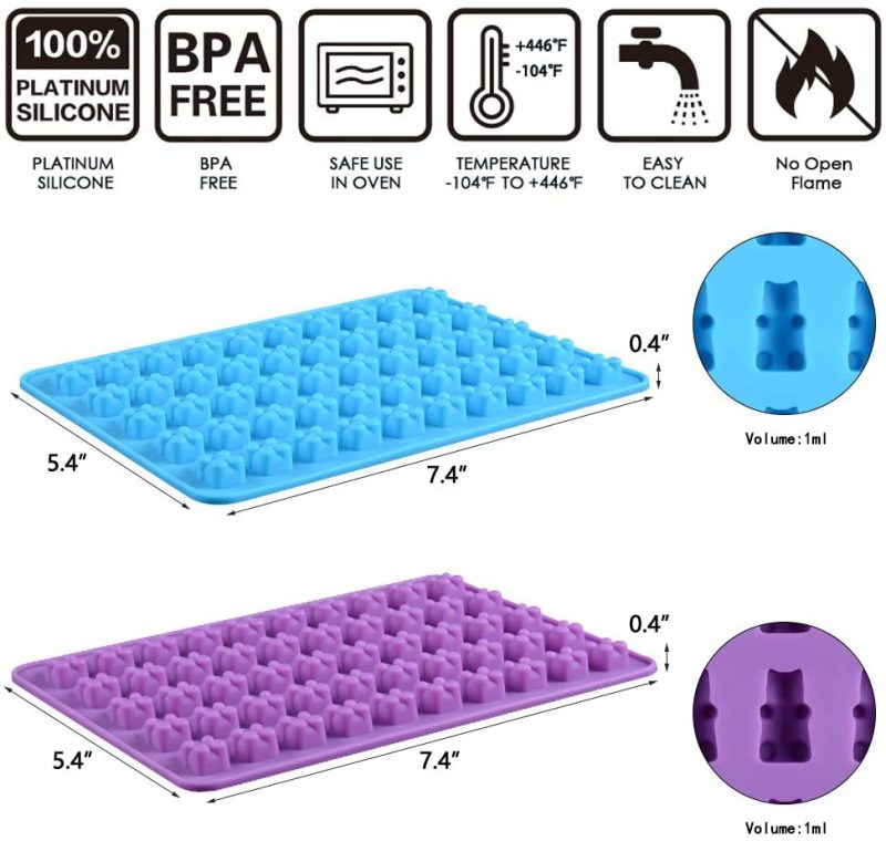 Bakeware |  Gummy Bear Candy Molds Silicone – Chocolate Gummy Molds With 2 Droppers Nonstick Food Grade Silicone Pack Of 4 Bakeware Bakeware