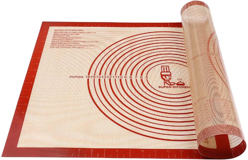 Bakeware |  Non-Slip Silicone Pastry Mat Extra Large With Measurements 28”By 20” For Silicone Baking Mat, Counter Mat, Dough Rolling Mat,Oven Liner,Fondant/Pie Crust Mat By Folksy Super Kitchen (2028, Red) Bakeware Bakeware