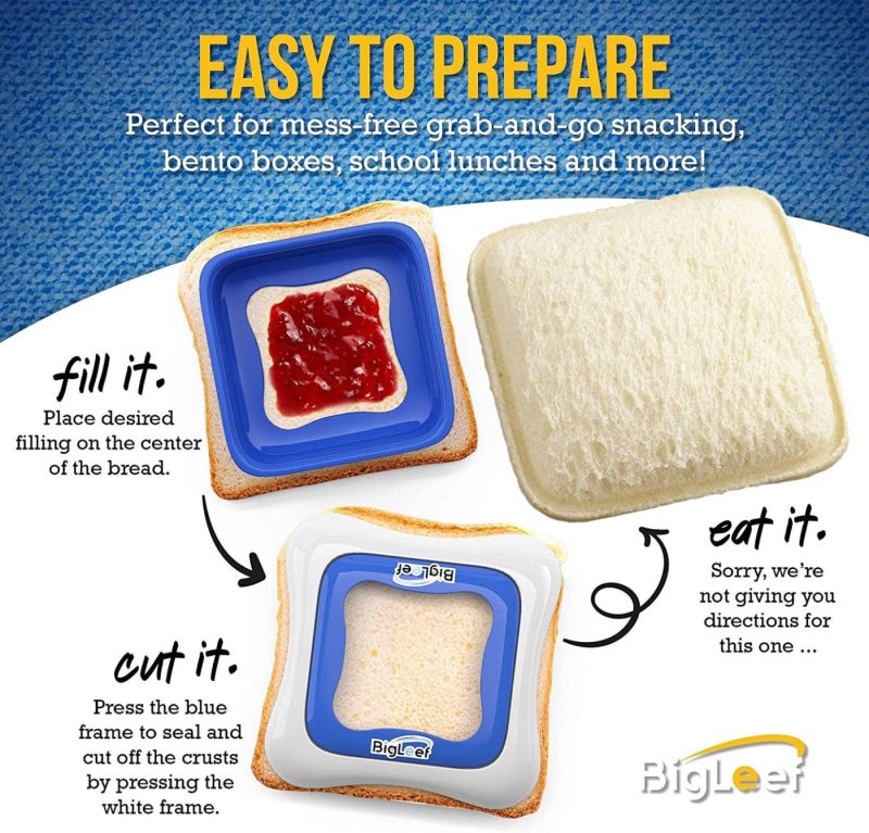 Bakeware |  Sandwich Cutter, Sealer And Decruster For Kids – Remove Bread Crust, Make Diy Pocket Sandwiches – Non Toxic, Bpa Free, Food Grade Mold – Durable, Portable, Easy To Use And Dishwasher Safe By Bigleef Bakeware Bakeware