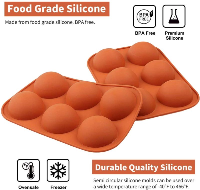 Bakeware |  Silicone Molds, Chocolate Molds With 6 Semi Sphere Jelly Holes, 4 Pack Hot Cocoa Bomb Mold For Making Hot Chocolate Bombs, Half Round Jello, Dome Mousse, Cocoa Ball, Coco Bomb (Comes With 2 Droppers) Bakeware Bakeware