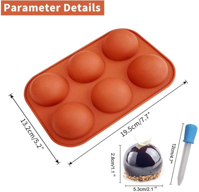 Bakeware |  Silicone Molds, Chocolate Molds With 6 Semi Sphere Jelly Holes, 4 Pack Hot Cocoa Bomb Mold For Making Hot Chocolate Bombs, Half Round Jello, Dome Mousse, Cocoa Ball, Coco Bomb (Comes With 2 Droppers) Bakeware Bakeware