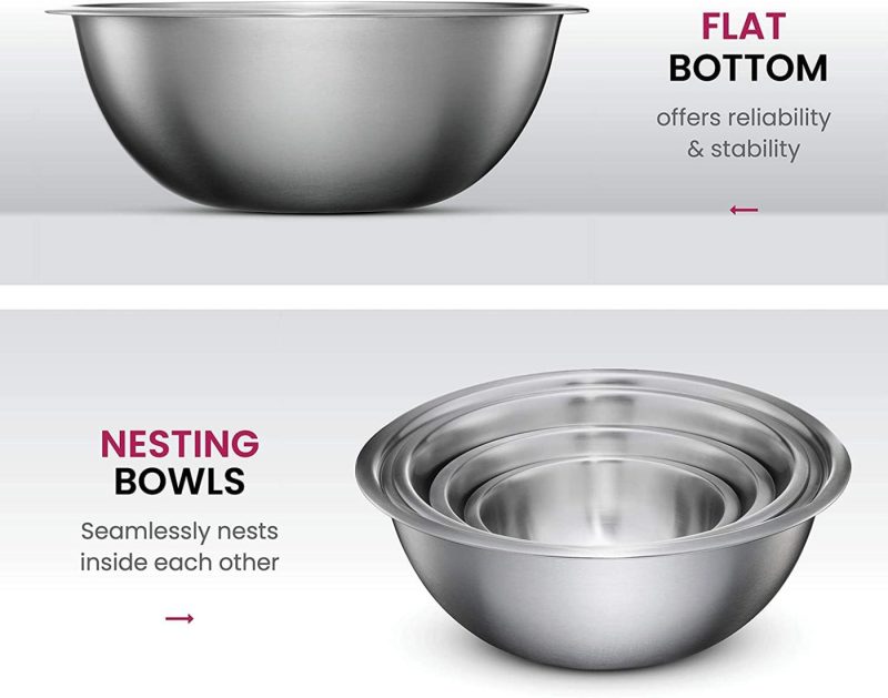 Bakeware |  Stainless Steel Mixing Bowls (Set Of 6) Stainless Steel Mixing Bowl Set – Easy To Clean, Nesting Bowls For Space Saving Storage, Great For Cooking, Baking, Prepping Bakeware Bakeware