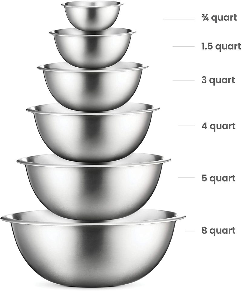 Bakeware |  Stainless Steel Mixing Bowls (Set Of 6) Stainless Steel Mixing Bowl Set – Easy To Clean, Nesting Bowls For Space Saving Storage, Great For Cooking, Baking, Prepping Bakeware Bakeware