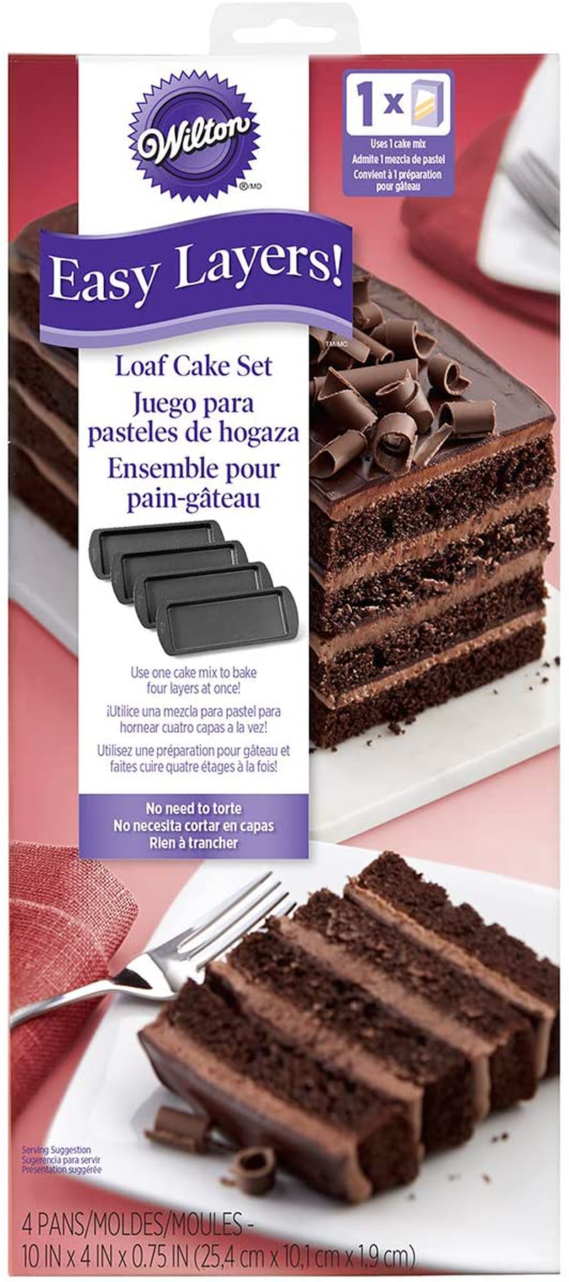 Bakeware |  Wilton Easy Layers! 10 X 4-Inch Loaf Cake Pan Set, 4-Piece Bakeware Bakeware