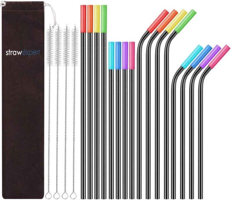 Bar Tools & Drinkware |  Reusable Metal Straws With Silicone Tip & Travel Case & Cleaning Brush,Long Stainless Steel Straws Drinking Straw For 20 And 30 Oz Tumbler Bar Tools & Drinkware Bar Tools & Drinkware