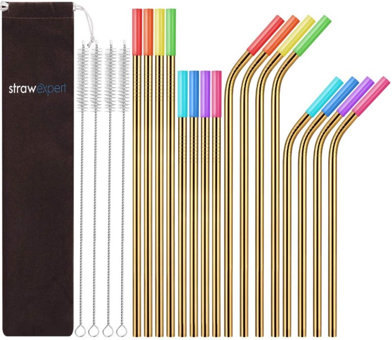 Bar Tools & Drinkware |  Reusable Metal Straws With Silicone Tip & Travel Case & Cleaning Brush,Long Stainless Steel Straws Drinking Straw For 20 And 30 Oz Tumbler Bar Tools & Drinkware Bar Tools & Drinkware