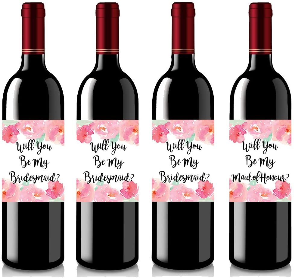 Bar Tools & Drinkware |  Swag Lab Set Of 4 Wine Bottle Labels – Will You Be My Bridesmaid – Will You Be My Maid Of Honor – Wine Labels Bridesmaid Gifts – Maid Of Honor Gift Bar Tools & Drinkware Bar Tools & Drinkware