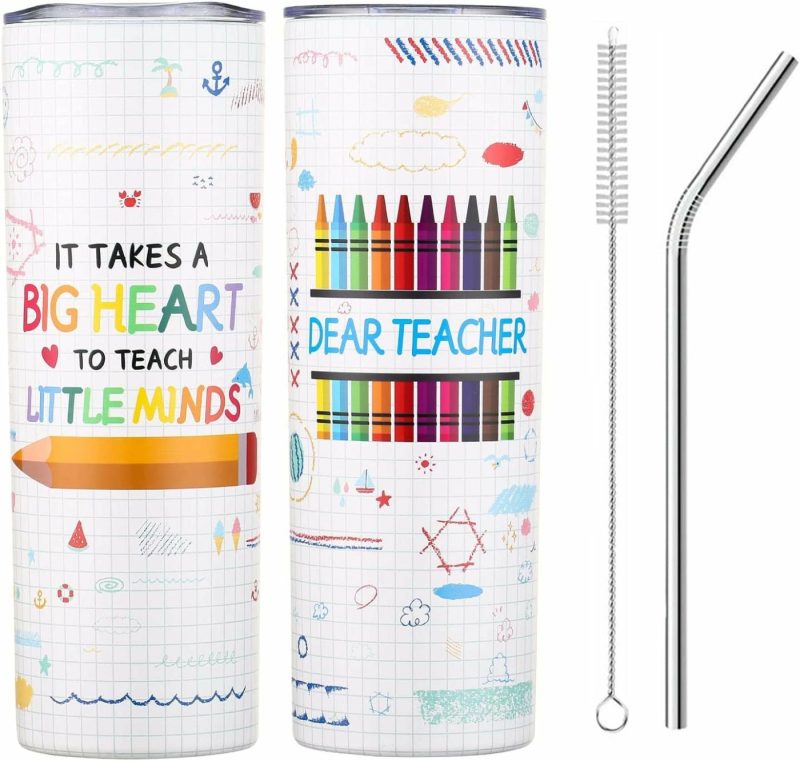 Bar Tools & Drinkware |  Teacher Gifts For Men -Teacher Tumbler Gifts – End Of Year Teacher Gifts – Teacher Gifts From Student-Big Heart To Shape Little Minds – 20Oz Teacher Tumbler Cup Bar Tools & Drinkware Bar Tools & Drinkware