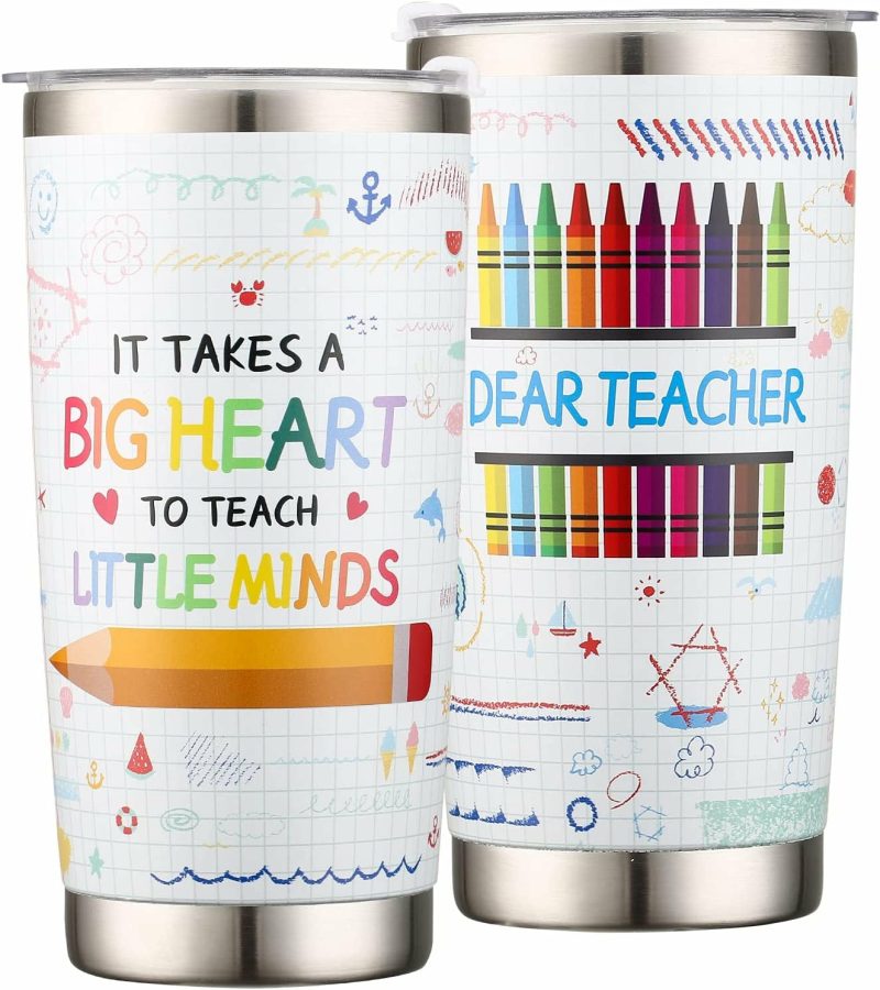 Bar Tools & Drinkware |  Teacher Gifts For Men -Teacher Tumbler Gifts – End Of Year Teacher Gifts – Teacher Gifts From Student-Big Heart To Shape Little Minds – 20Oz Teacher Tumbler Cup Bar Tools & Drinkware Bar Tools & Drinkware