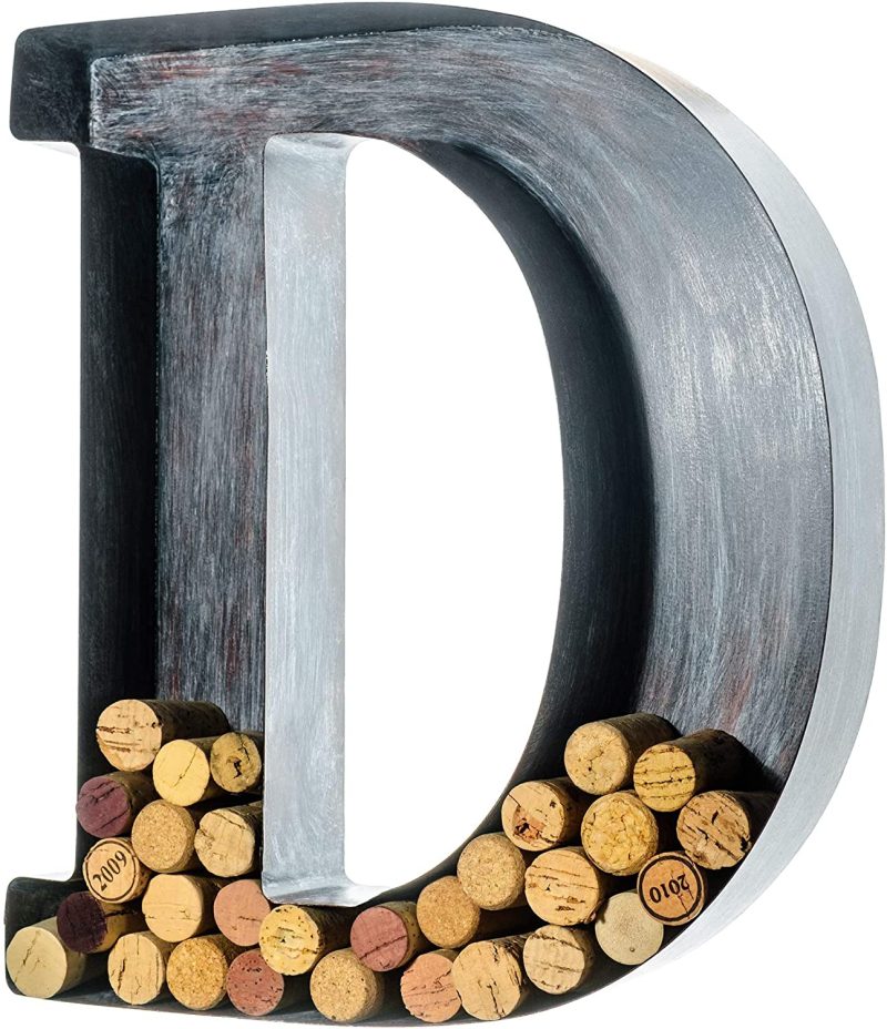 Bar Tools & Drinkware |  Wine Cork Holder – Metal Monogram Letter (D), Brushed Metal, Large | Wine Lover Gifts, Housewarming, Engagement & Bridal Shower Gifts | Personalized Wall Art | Home Décor Bar Tools & Drinkware Bar Tools & Drinkware