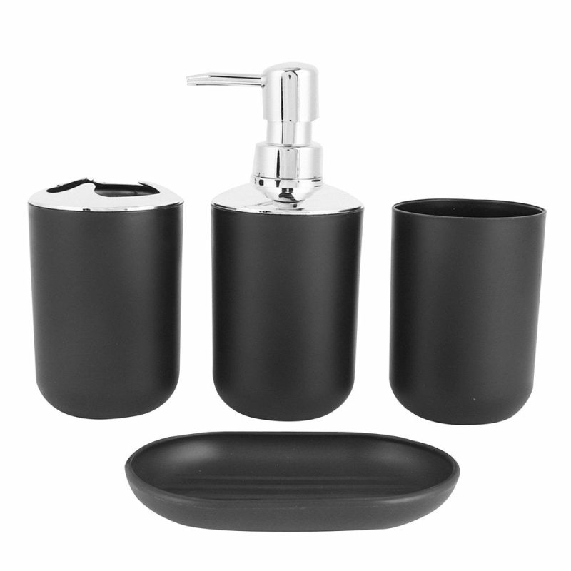 Bath |  4 Piece Bathroom Accessory Set With Soap Dispenser Pump, Toothbrush Holder, Tumbler And Soap Dish Bath Bath