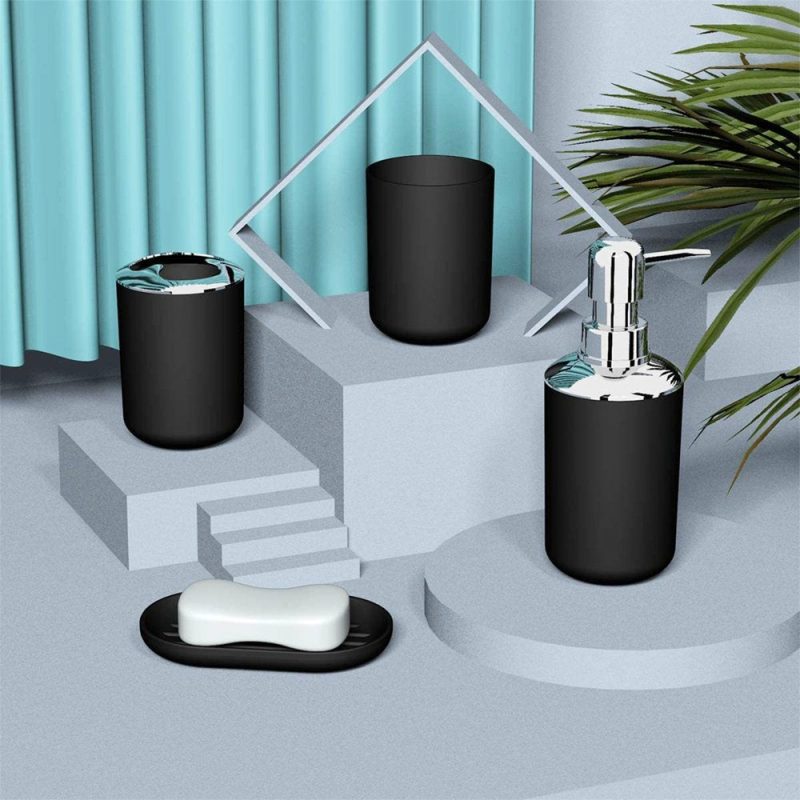 Bath |  4 Piece Bathroom Accessory Set With Soap Dispenser Pump, Toothbrush Holder, Tumbler And Soap Dish Bath Bath