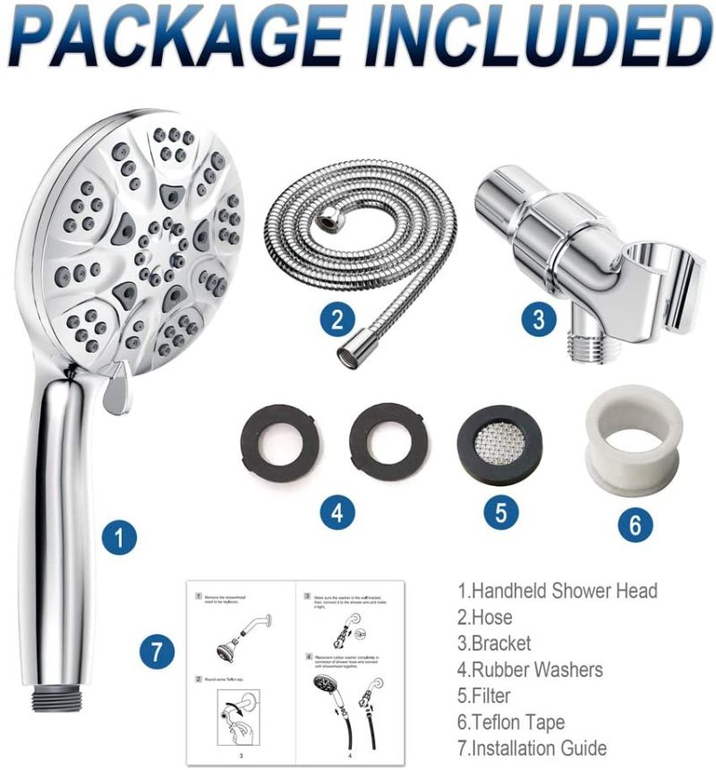 Bath |  6 Functions Handheld Shower Head Set Hopopro High Pressure Shower Head High Flow Hand Held Showerhead Set With 59 Inch Hose Bracket Teflon Tape Rubber Washers Bath Bath