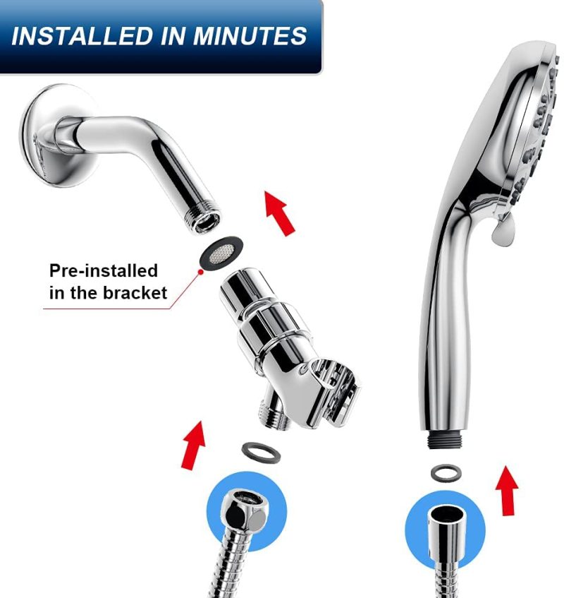 Bath |  6 Functions Handheld Shower Head Set Hopopro High Pressure Shower Head High Flow Hand Held Showerhead Set With 59 Inch Hose Bracket Teflon Tape Rubber Washers Bath Bath