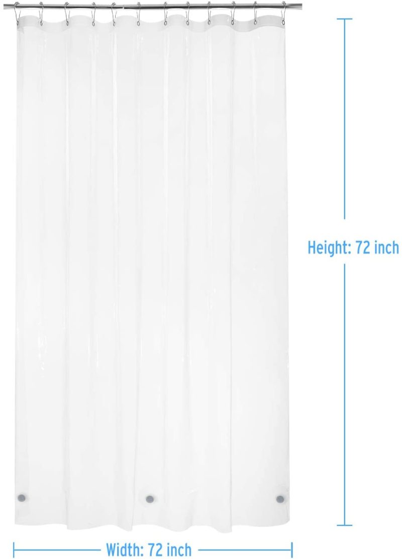 Bath |  Amazerbath Lightweight Shower Curtain Liner, 72X72 Inches Peva 3G Shower Curtain Liner With Magnets And 12 Grommet Holes, Waterproof Thin Plastic Liners-Clear Bath Bath