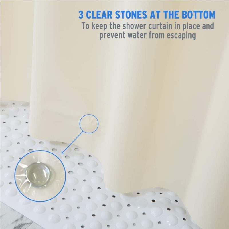 Bath |  Amazerbath Plastic Shower Curtain Liner, Thick Bathroom Shower Curtains With Heavy Duty Clear Stones And Grommet Holes Bath AmazerBath