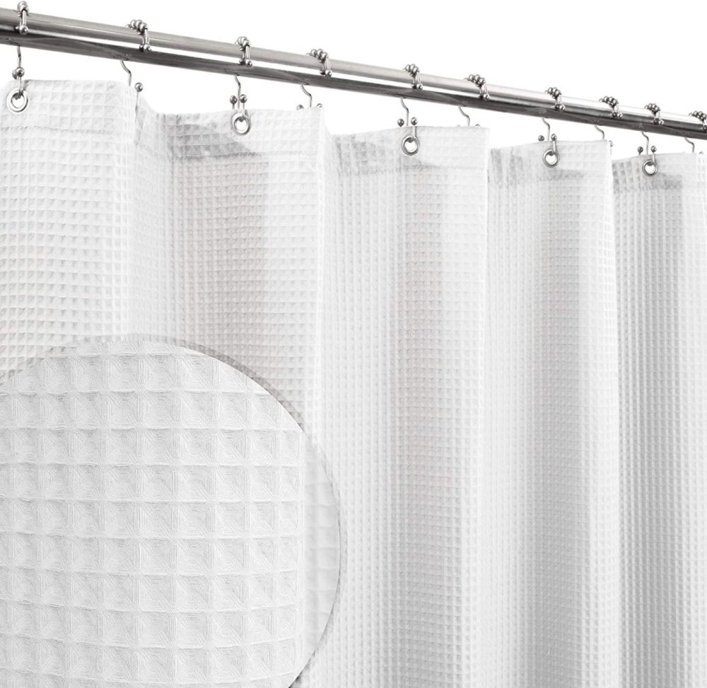 Bath |  Barossa Design Cotton Blend Shower Curtain Honeycomb Waffle Weave, Soft & Hotel Spa, Washable Bath Barossa Design