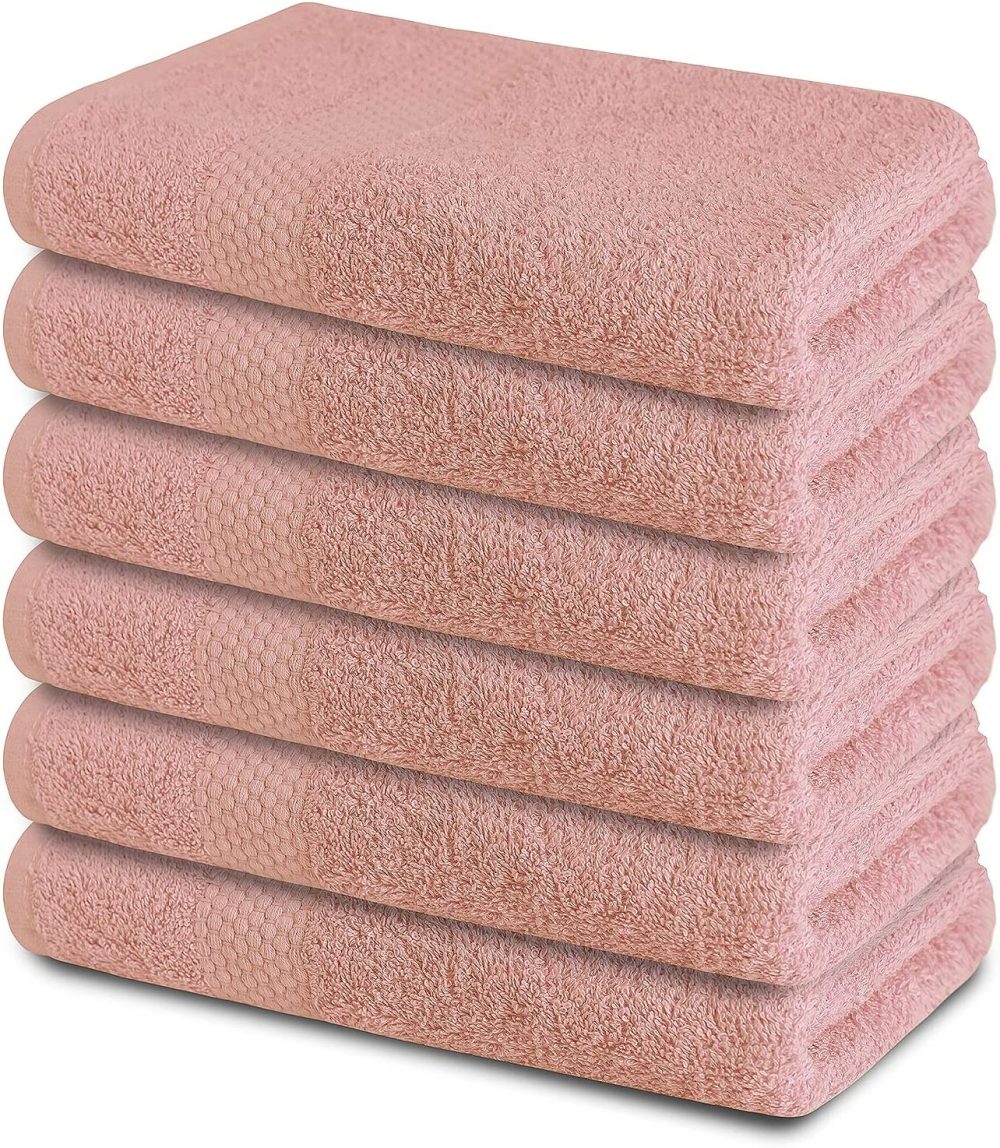 Bath |  Bath Towels 22 X 44 Inches – Set Of 6 Ultra Soft 100% Combed Cotton Pink Towels – Highly Absorbent Daily Usage Bath Towel Set Ideal For Pool, Home, Gym, Spa, Hotel – (Pink) Bath Bath