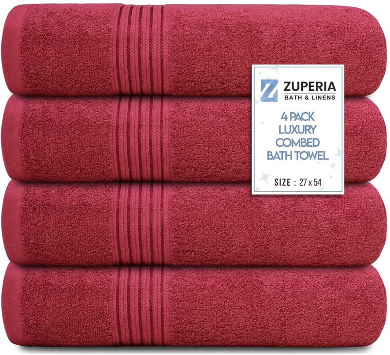 Bath |  Bath Towels 27" X 54" Set Of 4 Ultra Soft 600 Gsm 100% Combed Cotton Large Towels For Bathroom, Highly Absorbent Daily Usage Bath Towel Set Ideal For Pool, Home, Gym, Spa, Hotel (Blue) Bath Bath