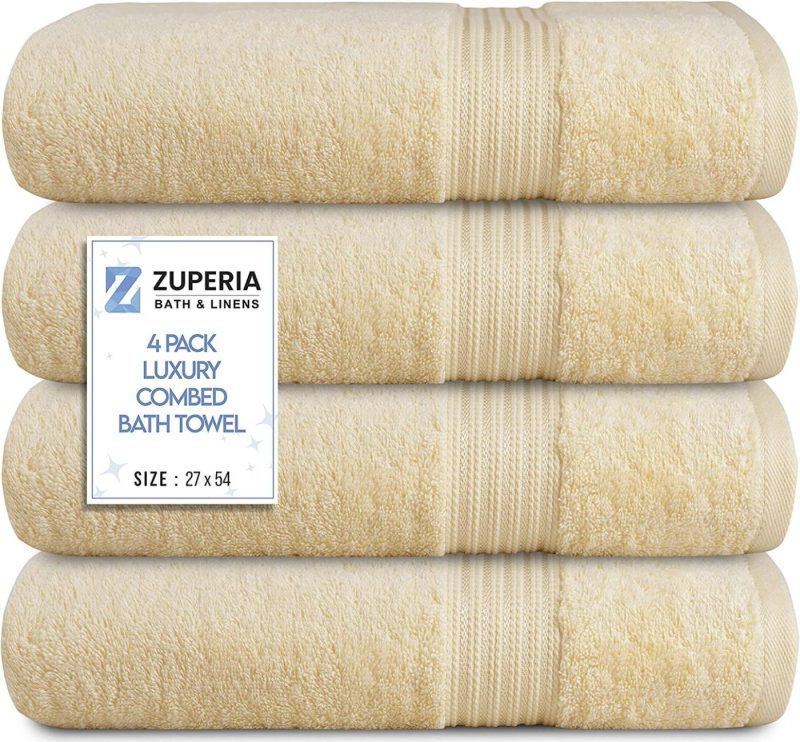 Bath |  Bath Towels 27" X 54" Set Of 4 Ultra Soft 600 Gsm 100% Combed Cotton Large Towels For Bathroom, Highly Absorbent Daily Usage Bath Towel Set Ideal For Pool, Home, Gym, Spa, Hotel (Blue) Bath Bath