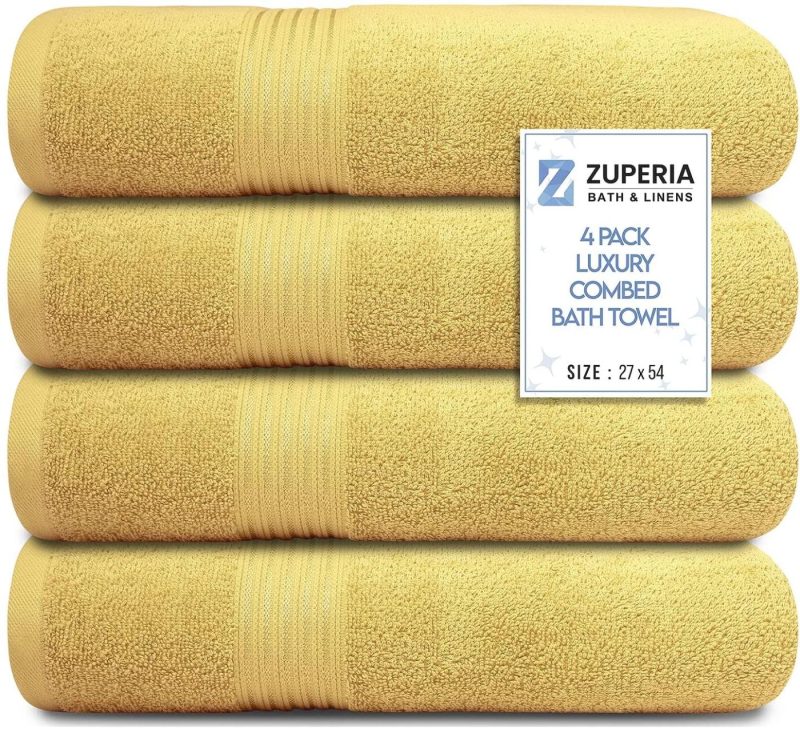 Bath |  Bath Towels 27" X 54" Set Of 4 Ultra Soft 600 Gsm 100% Combed Cotton Large Towels For Bathroom, Highly Absorbent Daily Usage Bath Towel Set Ideal For Pool, Home, Gym, Spa, Hotel (Blue) Bath Bath