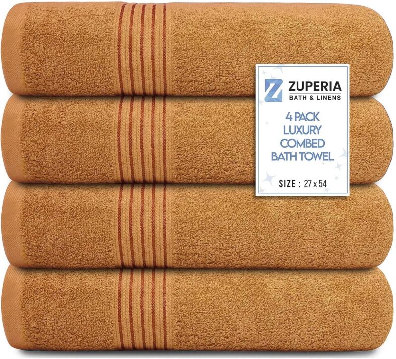 Bath |  Bath Towels 27" X 54" Set Of 4 Ultra Soft 600 Gsm 100% Combed Cotton Large Towels For Bathroom, Highly Absorbent Daily Usage Bath Towel Set Ideal For Pool, Home, Gym, Spa, Hotel (Blue) Bath Bath