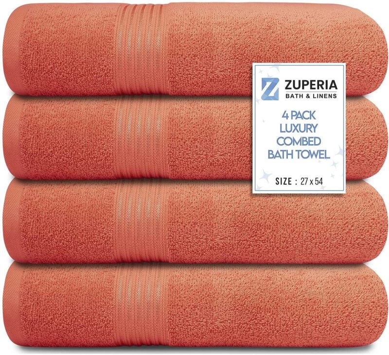 Bath |  Bath Towels 27" X 54" Set Of 4 Ultra Soft 600 Gsm 100% Combed Cotton Large Towels For Bathroom, Highly Absorbent Daily Usage Bath Towel Set Ideal For Pool, Home, Gym, Spa, Hotel (Blue) Bath Bath