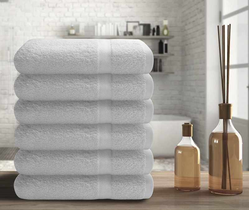 Bath |  Cotton Bath Towels Set Ultra Soft Cotton Large Bath Towel White Highly Absorbent Quick Dry Daily Usage Home And Kitchen Bath Towel Set- White 24Inch X 48Inch Pack Of 6, 24X48-Pack Of 6 Bath Aqua