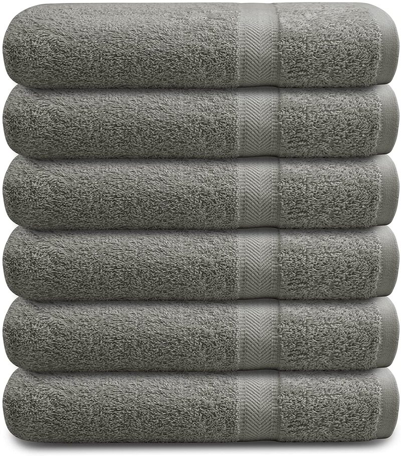 Bath |  Cotton Bath Towels Set Ultra Soft Cotton Large Bath Towel White Highly Absorbent Quick Dry Daily Usage Home And Kitchen Bath Towel Set- White 24Inch X 48Inch Pack Of 6, 24X48-Pack Of 6 Bath Aqua