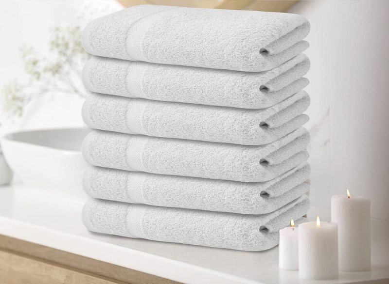 Bath |  Cotton Bath Towels Set Ultra Soft Cotton Large Bath Towel White Highly Absorbent Quick Dry Daily Usage Home And Kitchen Bath Towel Set- White 24Inch X 48Inch Pack Of 6, 24X48-Pack Of 6 Bath Aqua