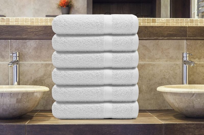 Bath |  Cotton Bath Towels Set Ultra Soft Cotton Large Bath Towel White Highly Absorbent Quick Dry Daily Usage Home And Kitchen Bath Towel Set- White 24Inch X 48Inch Pack Of 6, 24X48-Pack Of 6 Bath Aqua