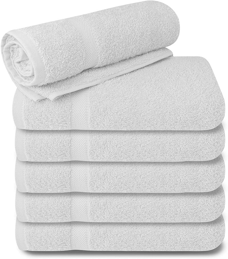 Bath |  Cotton Bath Towels Set Ultra Soft Cotton Large Bath Towel White Highly Absorbent Quick Dry Daily Usage Home And Kitchen Bath Towel Set- White 24Inch X 48Inch Pack Of 6, 24X48-Pack Of 6 Bath Aqua