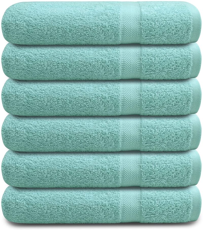 Bath |  Cotton Bath Towels Set Ultra Soft Cotton Large Bath Towel White Highly Absorbent Quick Dry Daily Usage Home And Kitchen Bath Towel Set- White 24Inch X 48Inch Pack Of 6, 24X48-Pack Of 6 Bath Aqua