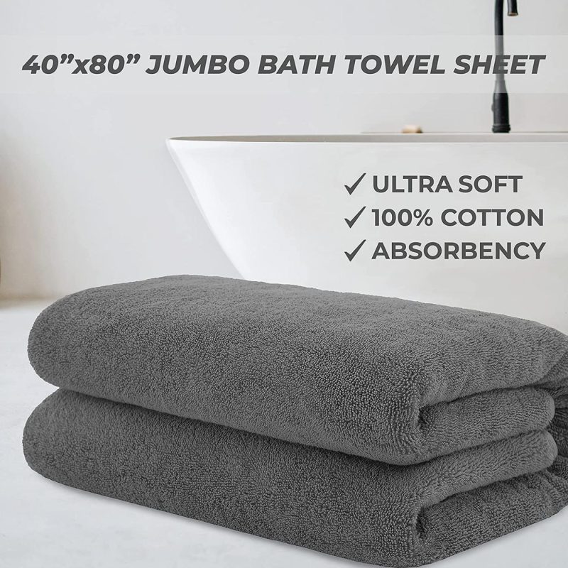 Bath |  Cotton Paradise Luxurious Jumbo Bath Sheet 40X80 Inches Thick & Large 650 Gsm Genuine Ringspun Cotton, Luxury Hotel & Spa Quality Bath Bath