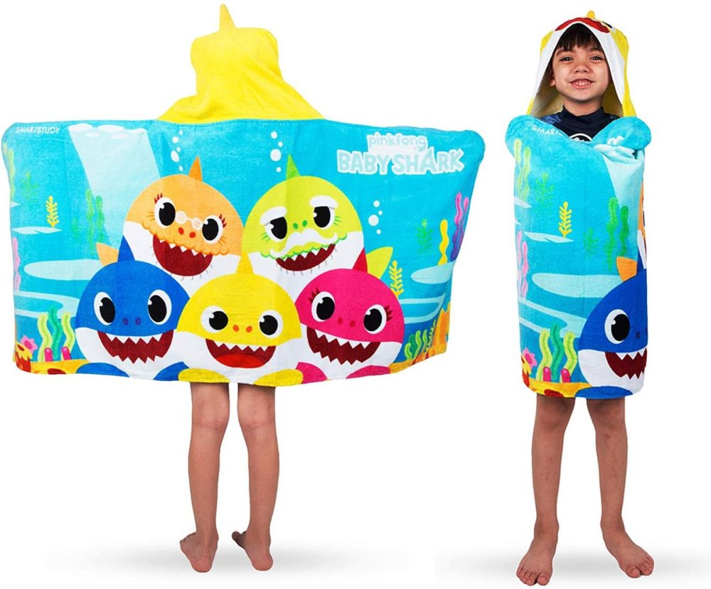 Bath |  Franco Kids Bath And Beach Soft Cotton Terry Hooded Towel Wrap, 24" X 50", Baby Shark Bath Baby Shark