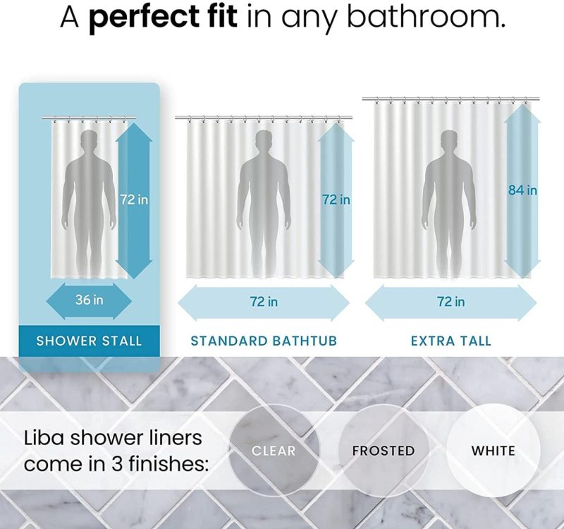 Bath |  Liba Peva 8G Bathroom Small Shower Stall Curtain Liner, 8G Heavy Duty Waterproof Shower Stall Curtain Liner Bath Bath