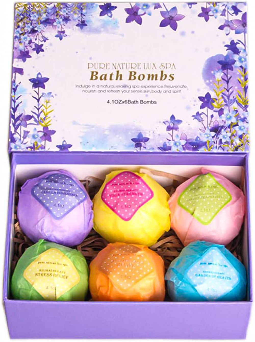 Bath |  Luxspa Bath Bombs Gift Set – The Best Ultra Bubble Fizzies With Natural Dead Sea Salt Cocoa And Shea Essential Oils, 6 X 4.1 Oz, The Best Birthday Gift Idea For Her/Him, Wife, Girlfriend, Bath Bath