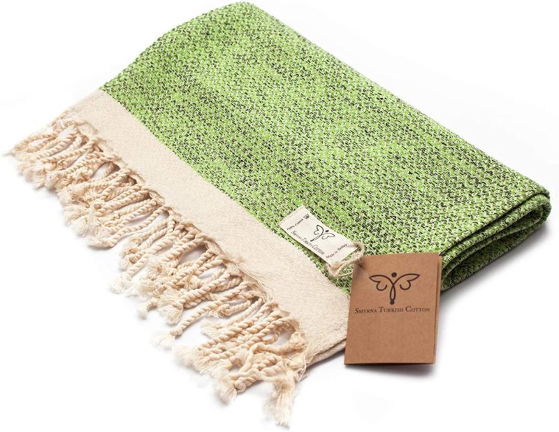 Bath |  Smyrna Original Turkish Hand Towels | 100% Cotton, Prewashed, 16 X 40 Inches | Decorative Bathroom Peshtemal Towel For Hand, Face, Hair, Gym, Yoga, Tea, Dishcloth, Kitchen And Bath (Green) Bath Bath