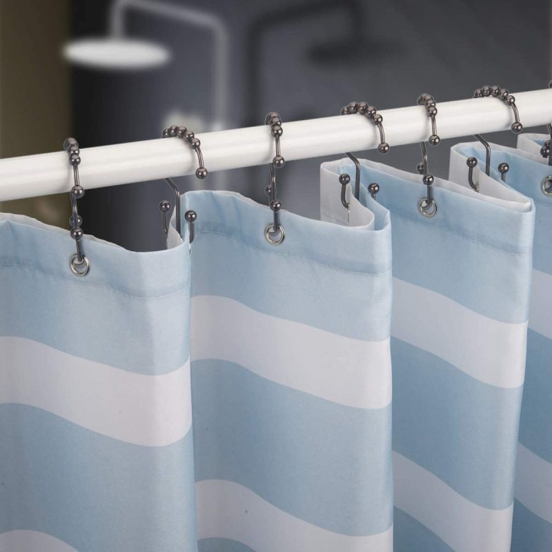 Bath |  Titanker Shower Curtain Hooks Rings, Rust-Resistant Metal Double Glide Shower Hooks For Bathroom Shower Rods Curtains, Set Of 12 Hooks Bath Bath